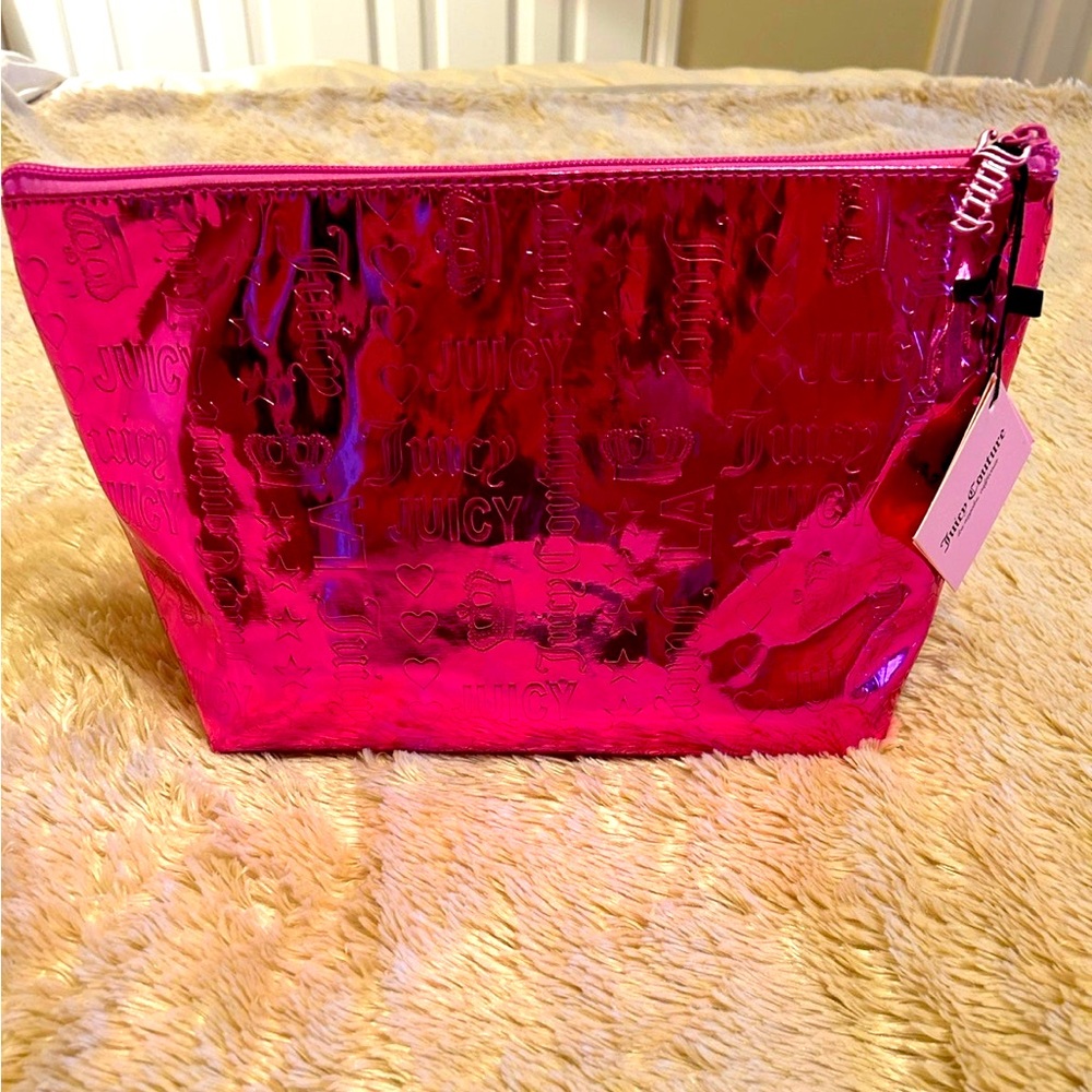 NWT Juicy Couture Metallic Pink Travel Cosmetic Bag
